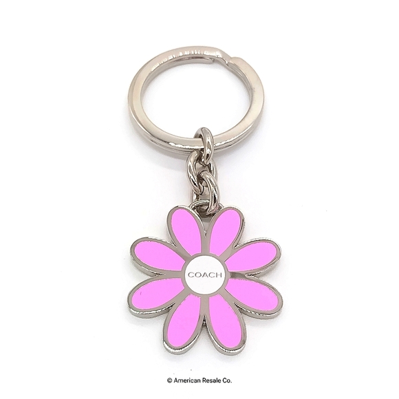 Vintage COACH Daisy Flower Hot Pink Enamel Keychain Fob Purse Charm - Picture 4 of 7